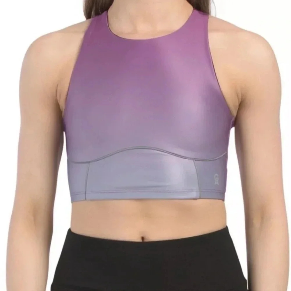 New Good American Electric Feel Ombre Contour Bra top sunset halter Racerback